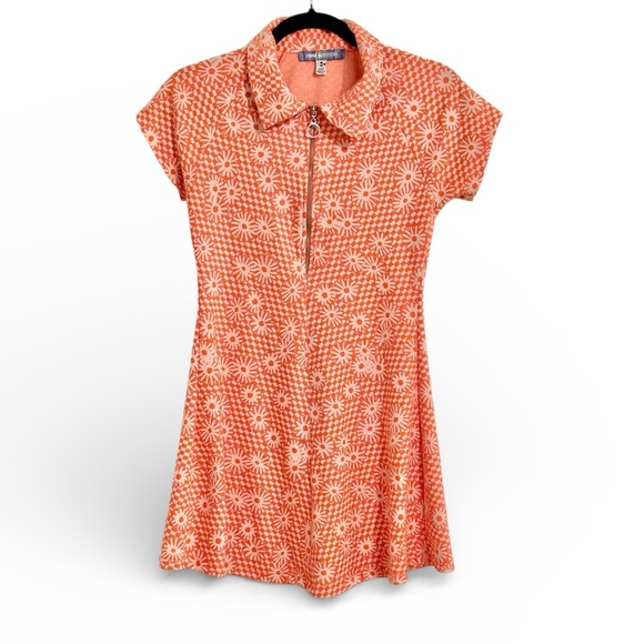 Urban Outfitters Tops - Urban Outfitters Orange Daisy Zip-Front Mini Dress Size M